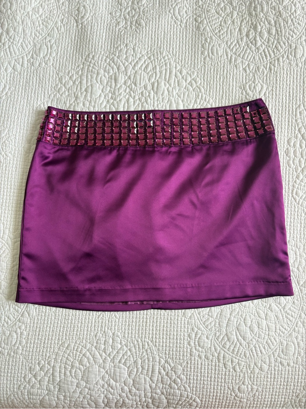 2000s Satin Rhinestone Lowrise Mini Skirt